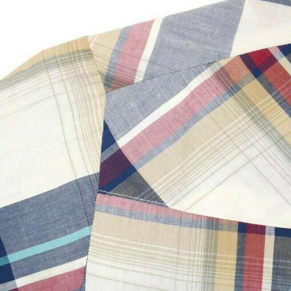 Vintage Wrangler Western Shirt White Blue Red Tan Plaid Pearl Snap XL - Picture 12 of 12